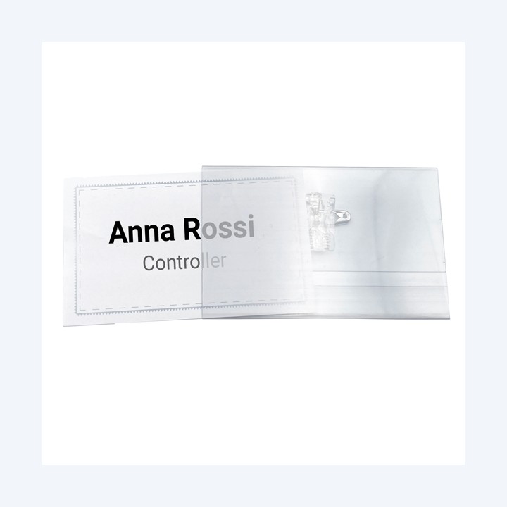Portabadge con clip e spilla 9 x 5,5 cm — 37209 | Ecotempo