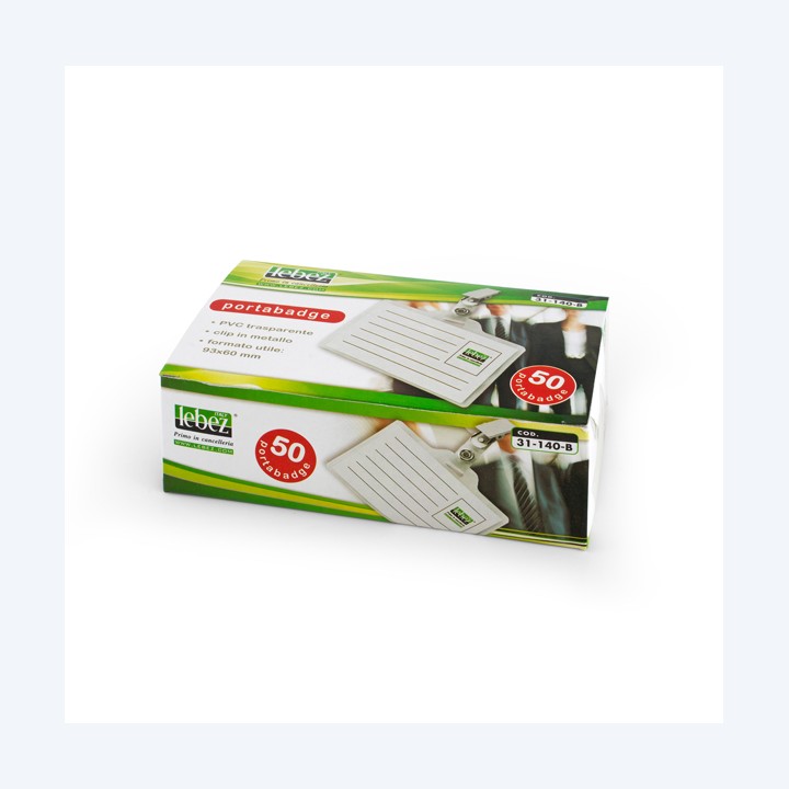 Portabadge con clip 8,5 x 5 cm Lebez conf. 50 pezzi | Ecotempo