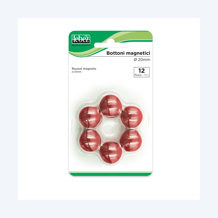 Bottoni magnetici diametro 2 cm rosso — 45526 | Ecotempo