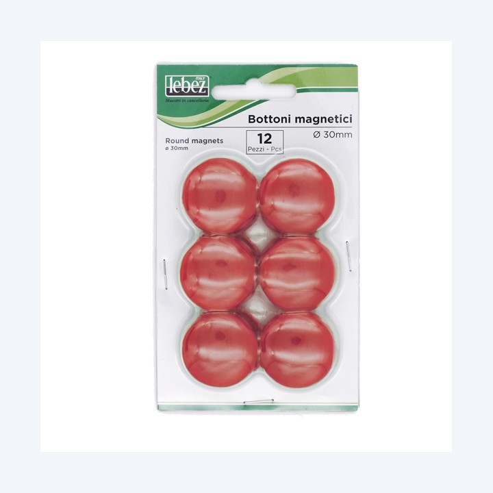 Bottoni magnetici diametro 3 cm rosso — 45529 | Ecotempo