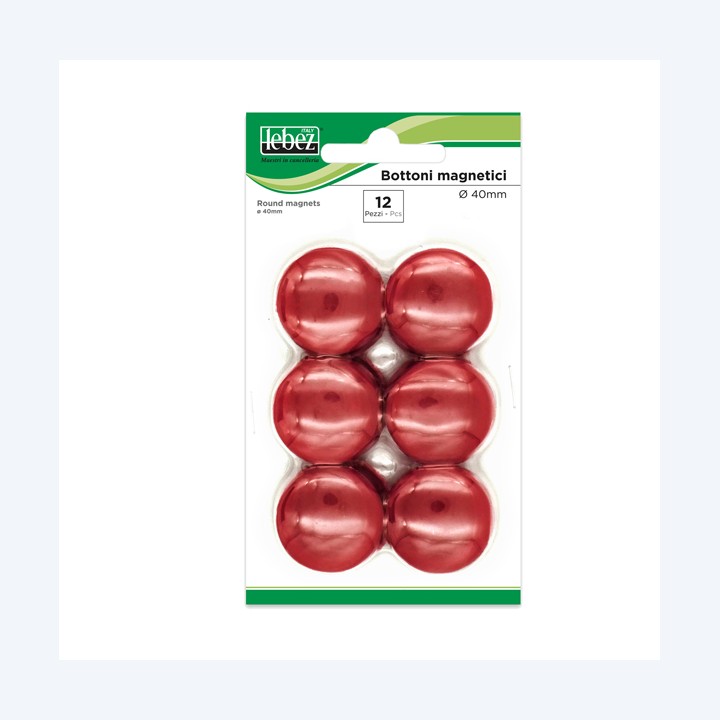 Bottoni magnetici diametro 4 cm rosso — 45532 | Ecotempo