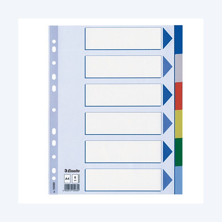 Separatore 6 tasti colorati PP A4 multicolore Esselte | Ecotempo