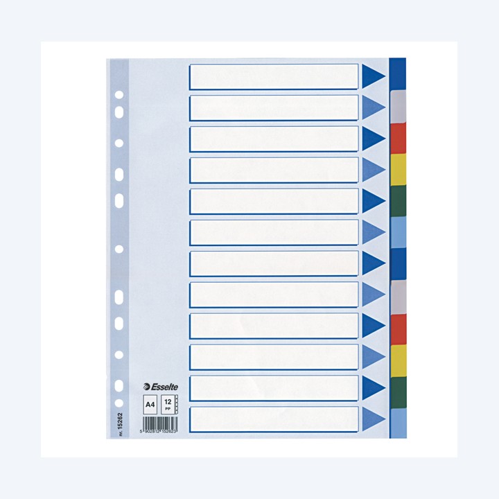 Separatore 12 tasti colorati PP A4 multicolore Esselte | Ecotempo