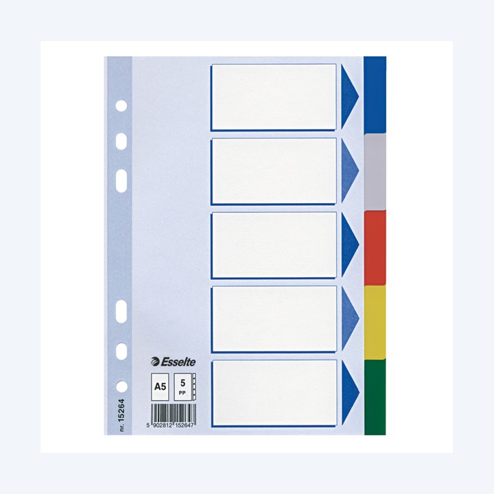 Separatore 5 tasti colorati PP A5 multicolore Esselte | Ecotempo