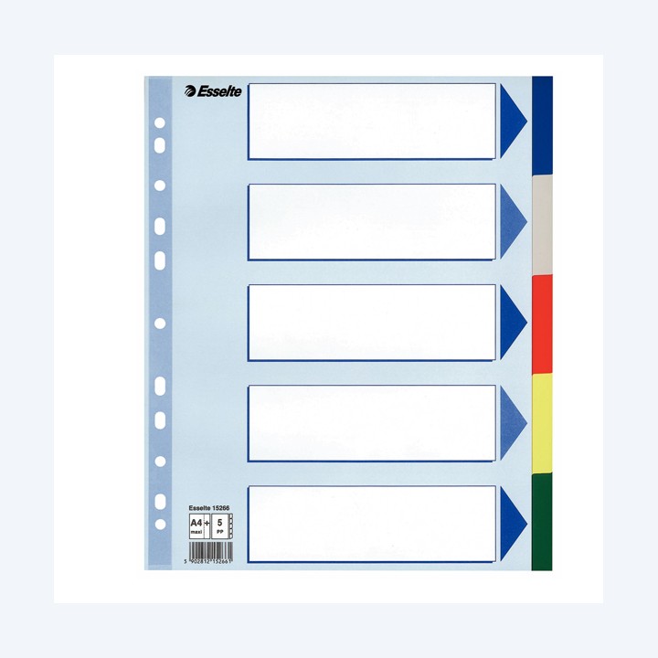 Separatore 5 tasti colorati PP A4 maxi — 45650 | Ecotempo