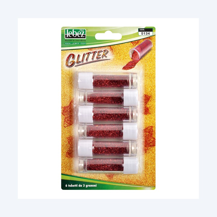 Porporina glitter 2gr rosso Lebez conf. 6 tubi | Ecotempo