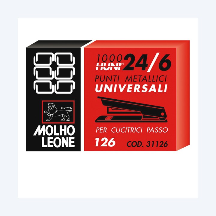 Punti 126 24/6 metallo Molho Leone conf. 1000 pezzi | Ecotempo