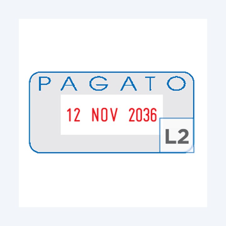 Timbro S260/L2 Datario + PAGATO 4 mm — 48012 | Ecotempo