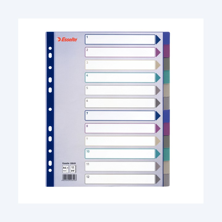 Separatore 12 tasti PP traslucido A4 — 49633 | Ecotempo