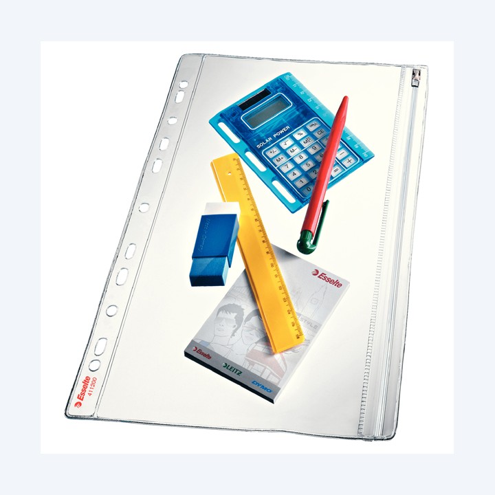 Buste forate con zip PVC 19 x 30 cm — 49644 | Ecotempo