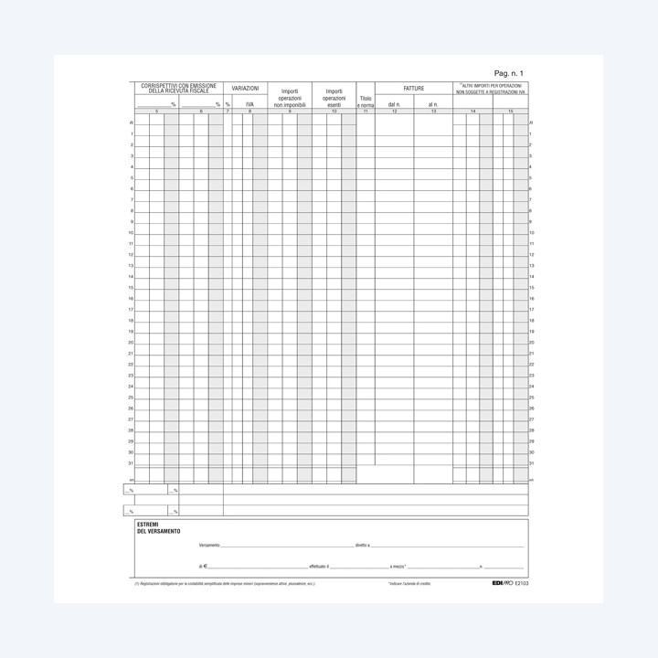 Registro Iva corrispettivi 31 x 24,5cm — 50236 | Ecotempo