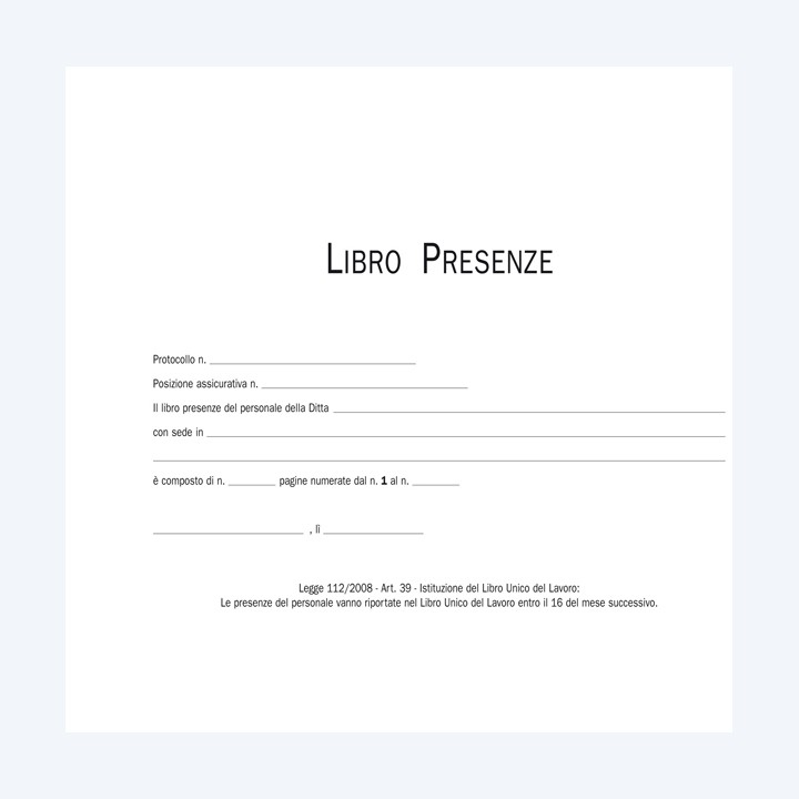 Blocco presenze 15 x 23cm 50/50 fogli — 50254 | Ecotempo