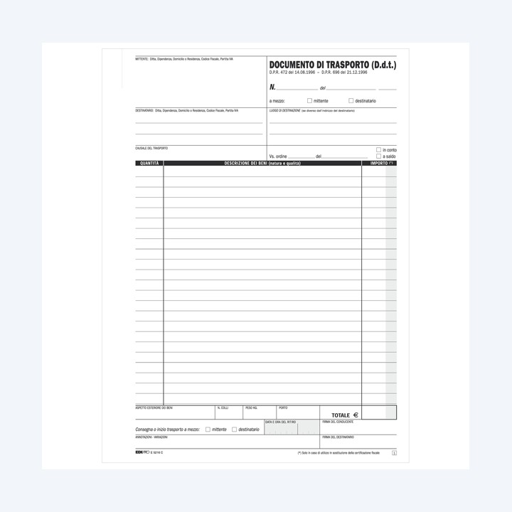 Blocco DDT 50/50 fogli autoricalcanti — 50260 | Ecotempo