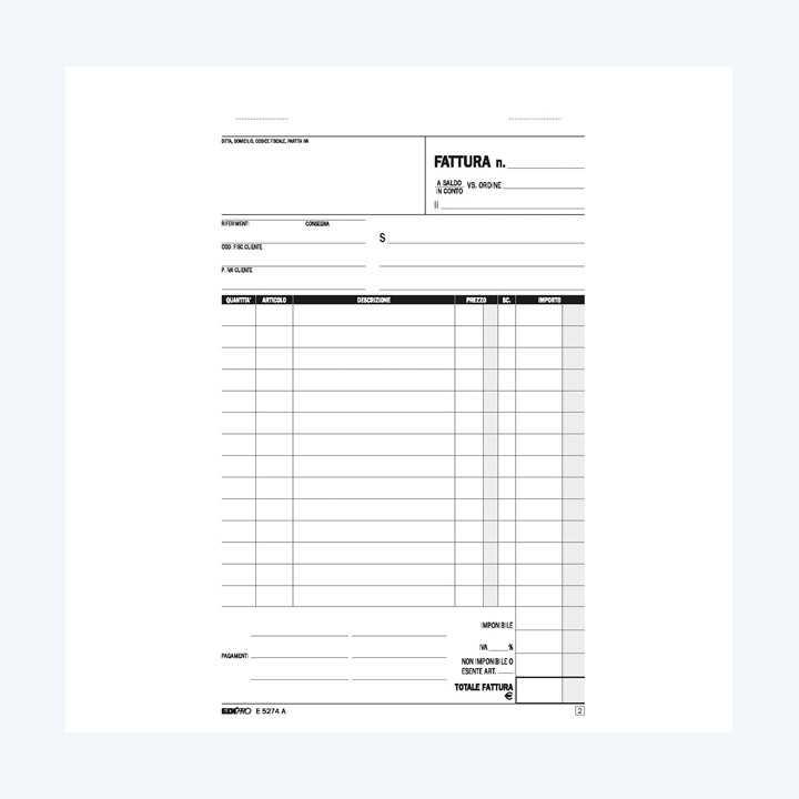 Blocco fatture 1 aliquota Iva 50/50 — 50269 | Ecotempo