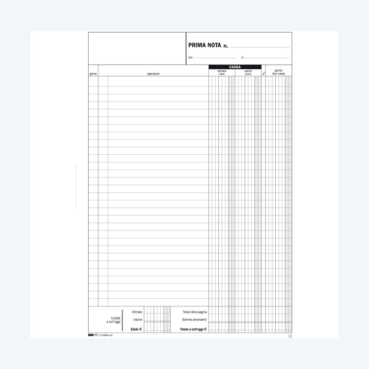 Blocco prima nota cassa entrate/uscite — 50272 | Ecotempo