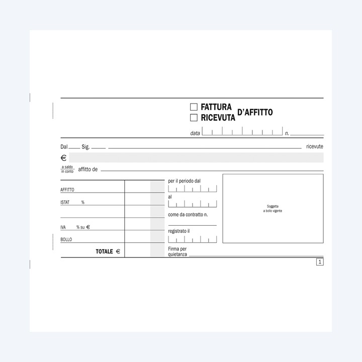 Blocco ricevute d'affitto 50/50 fogli — 50277 | Ecotempo