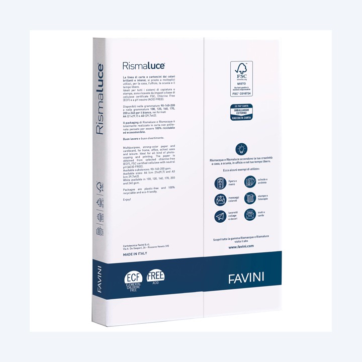 Carta Rismaluce A4 100 gr bianco Favini conf. 100 fogli | Ecotempo