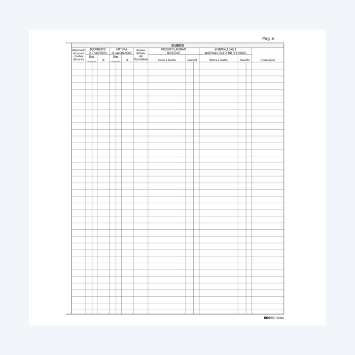 Registro merci in lavorazione 31 x 24cm 47 fogli Edipro | Ecotempo
