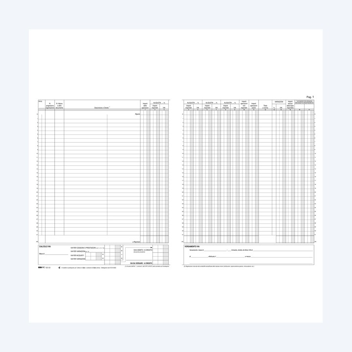 Registro Iva fatture 31 x 24,5cm 22pg numerate Edipro | Ecotempo