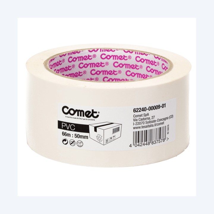 Nastro adesivo 5 cm x 66 m PVC bianco Comet | Ecotempo