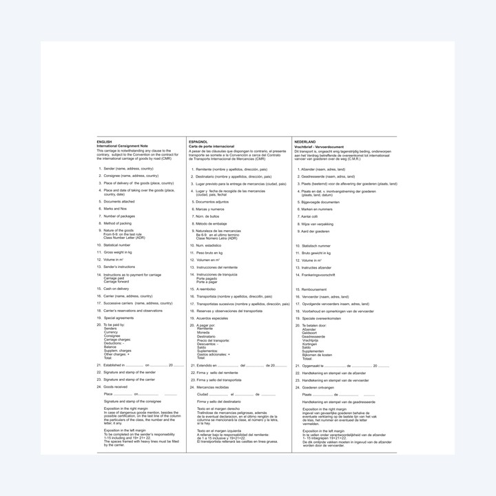 C.M.R. lettera vettura internazionale 5 — 51875 | Ecotempo