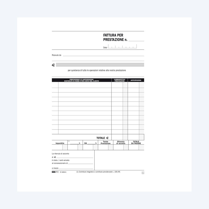 Blocco fatture professionisti 50/50 — 51920 | Ecotempo