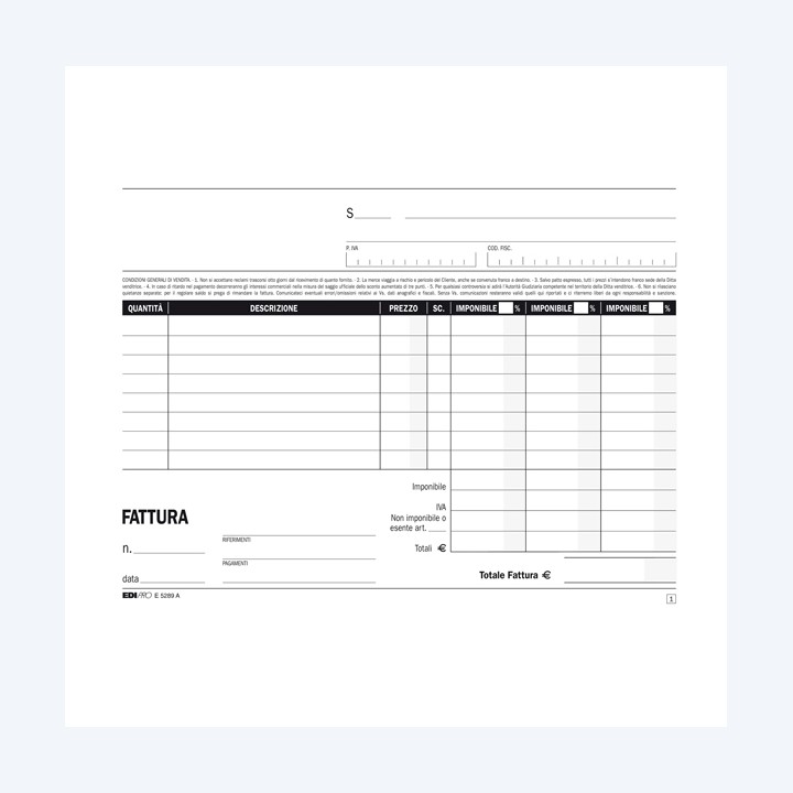 Blocco fatture 3 aliquote Iva 50 fogli — 51922 | Ecotempo