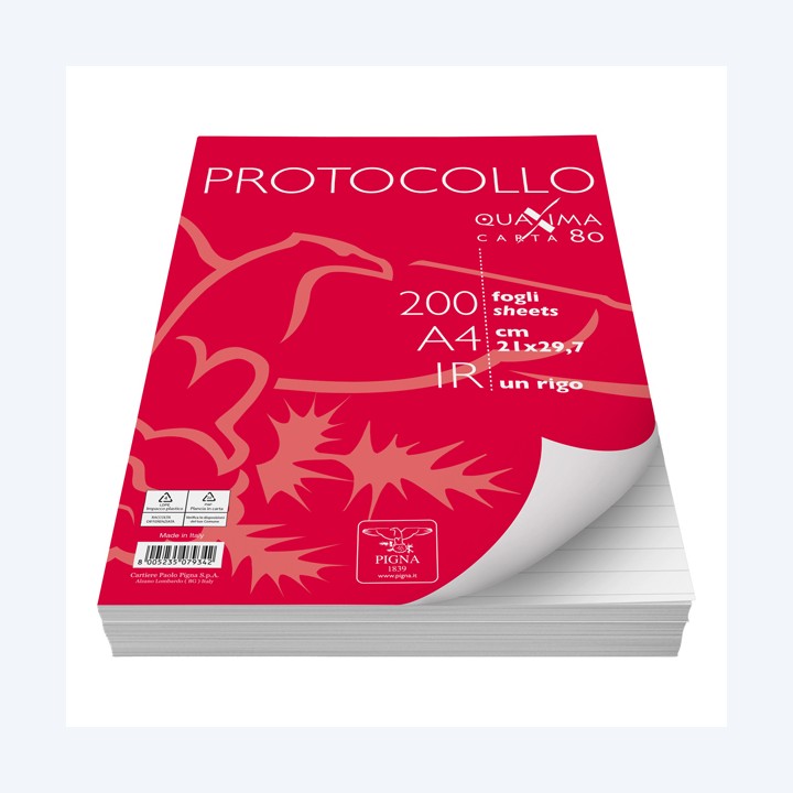 Fogli protocollo Quaxima A4 1 rigo 80 — 54916 | Ecotempo