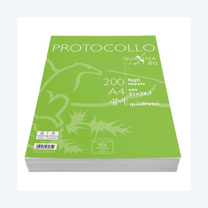 Fogli protocollo Quaxima A4 4 mm 80 gr — 54917 | Ecotempo