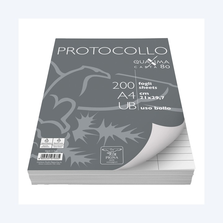 Fogli protocollo Quaxima A4 uso bollo — 54919 | Ecotempo