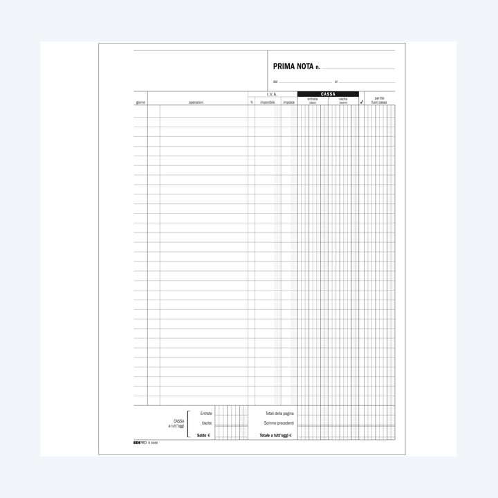 Blocco prima nota cassa uso mano 31 x — 54993 | Ecotempo