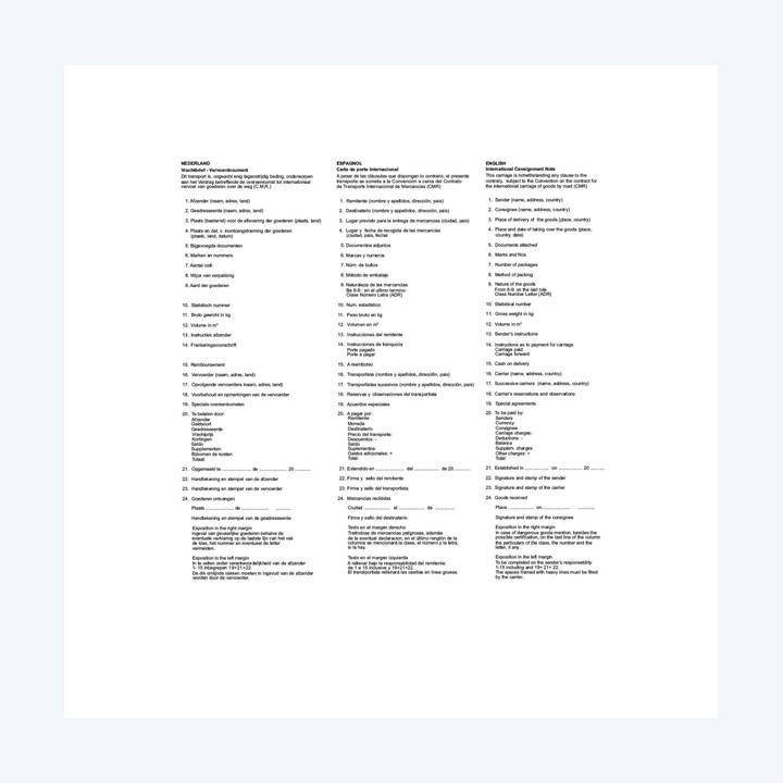 Modello C.M.R. lettera vettura — 55407 | Ecotempo