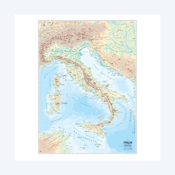 Carta geografica Italia scolastica murale Belletti | Ecotempo