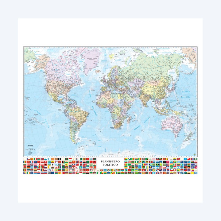 Carta geografica Mondo con Bandiere — 57416 | Ecotempo