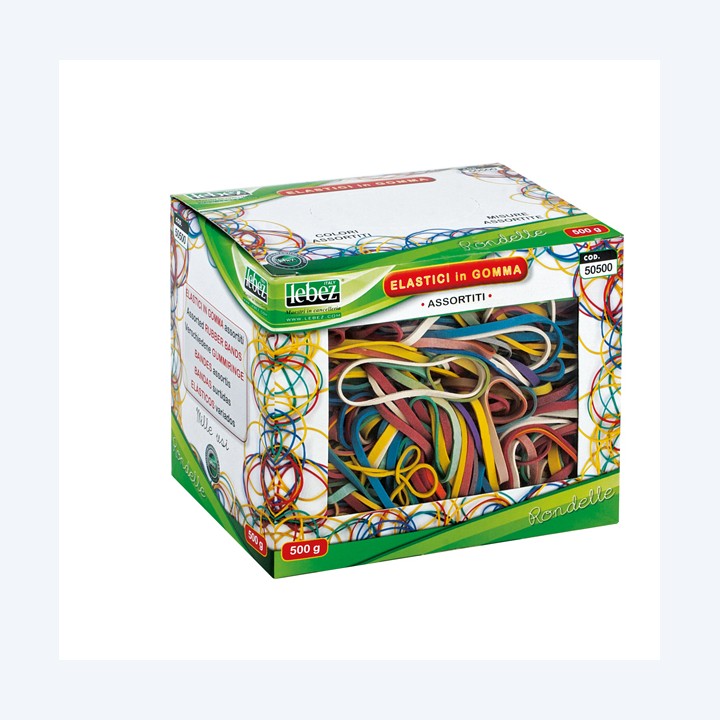 Elastici misure e colori assortiti 500 gr gomma Lebez | Ecotempo