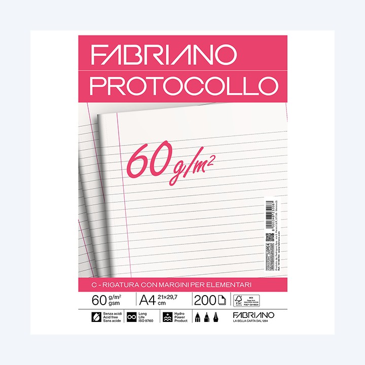 Foglio protocollo A4 1 rigo c/margine — 58725 | Ecotempo