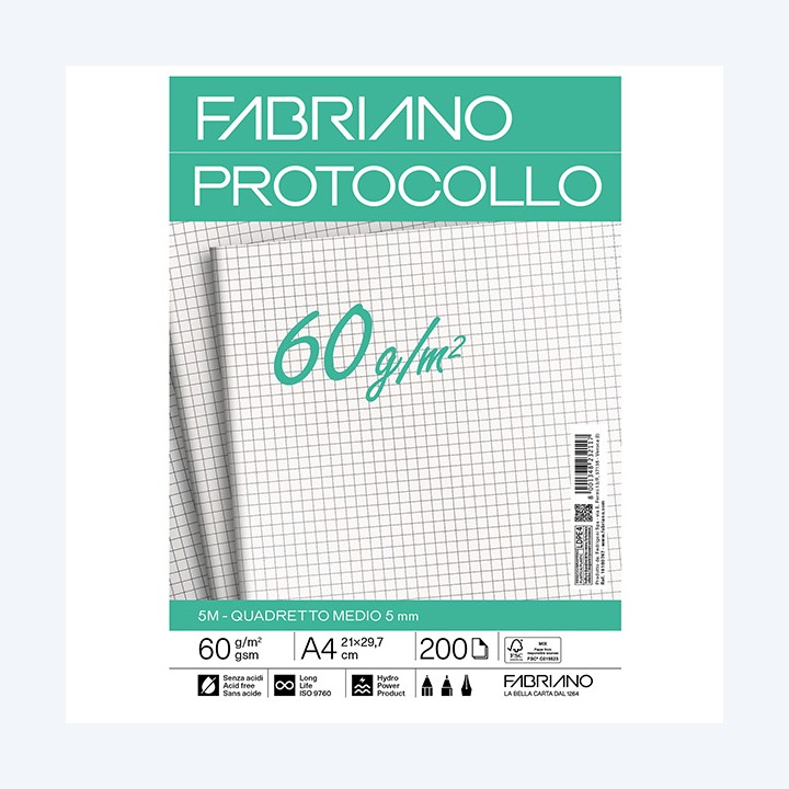 Foglio protocollo A4 5 mm 60 gr — 58728 | Ecotempo