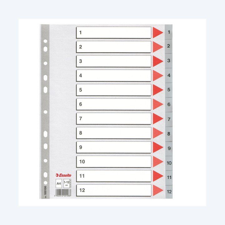 Separatore numerico 1/12 PP A4 — 59037 | Ecotempo