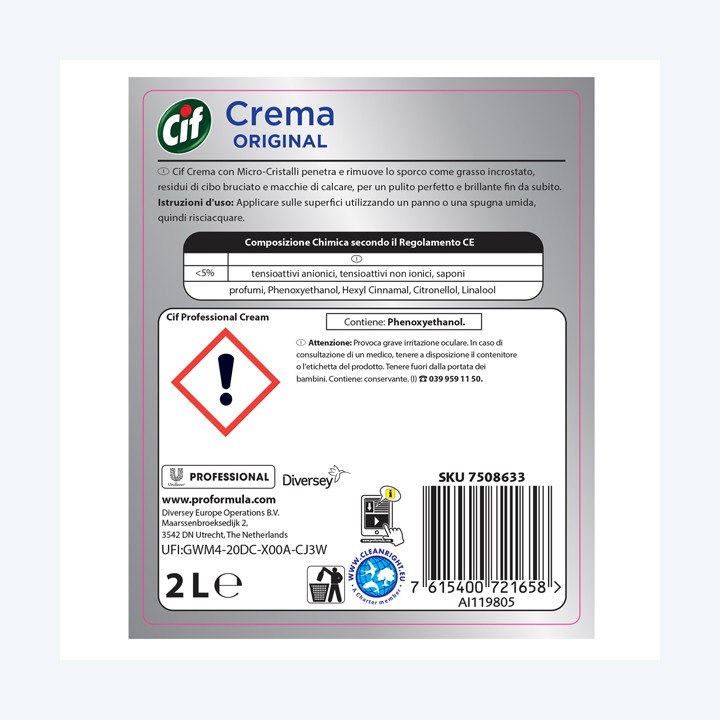 Crema Cif classica sgrassante 2 L Cif | Ecotempo