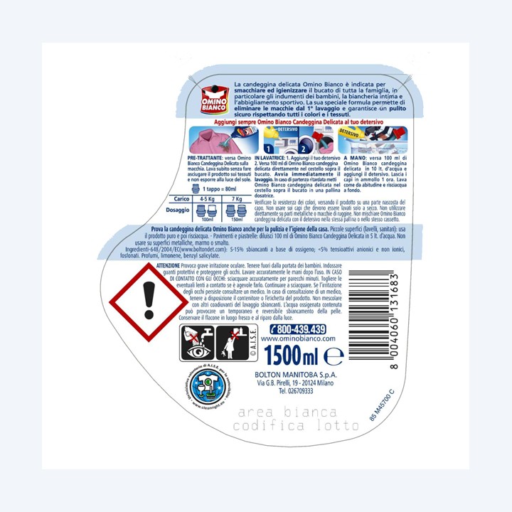 Candeggina delicata blu ocean 2 L Omino Bianco | Ecotempo