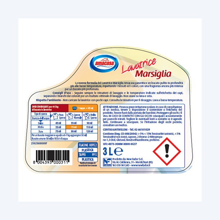 Detersivo liquido Lavatrice marsiglia 3 L Amacasa | Ecotempo
