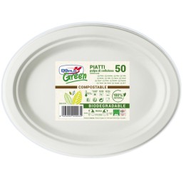 Piatto piano monouso ovale 26 x 19,5 cm — 61236 | Ecotempo
