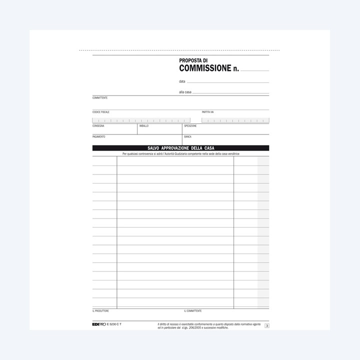 Blocco copia commissioni 3 copie — 61714 | Ecotempo