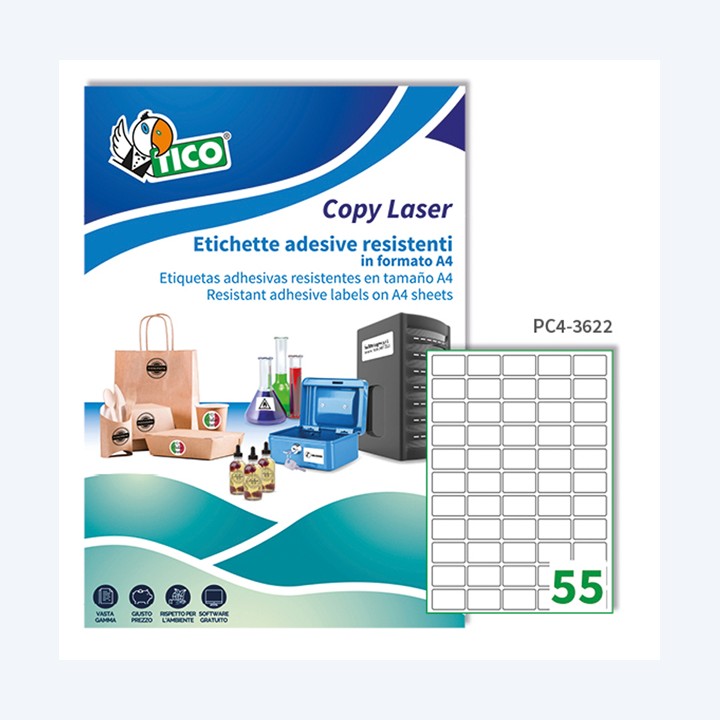 Etichette adesive PC4 in poliestere — 61884 | Ecotempo