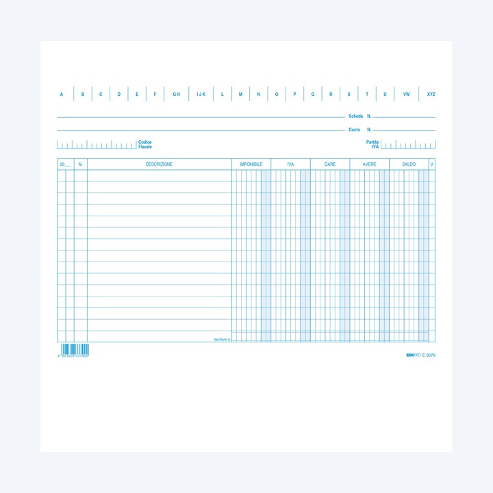 Schede dare/avere/saldo/iva 17 x 24 cm — 63262 | Ecotempo