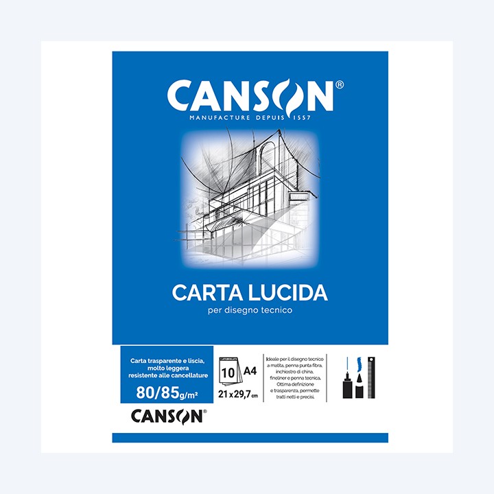 Blocco carta lucida A4 10 fogli 80gr uso manuale Canson | Ecotempo