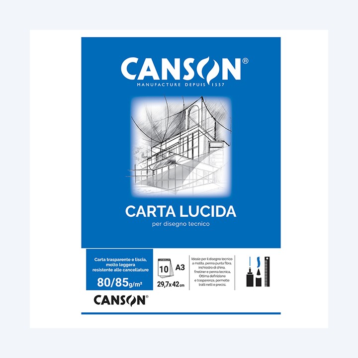 Blocco carta lucida A3 10 fogli 80gr uso manuale Canson | Ecotempo