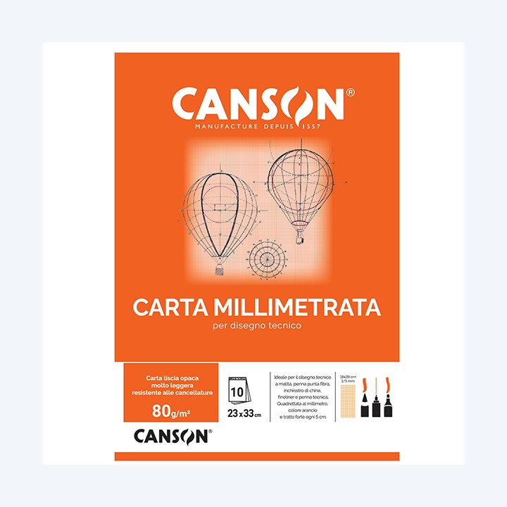 Blocco carta opaca millimetrata 23 x 33 — 63706 | Ecotempo