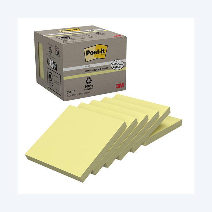 Blocco Post-it Notes Green 654-1B 76 x — 64221 | Ecotempo