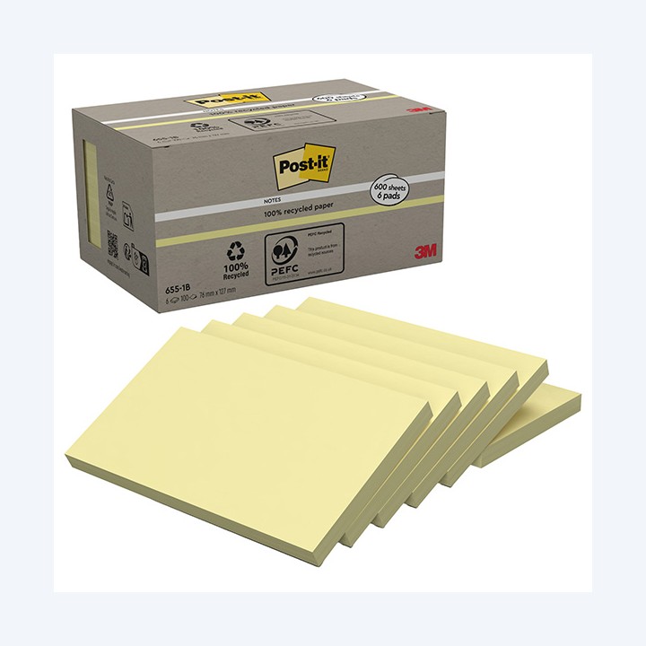 Blocco Post-it Notes Green 655-1B 76 x — 64222 | Ecotempo